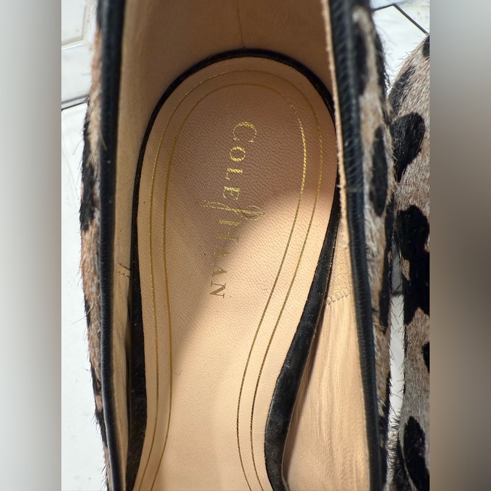 Cole Haan Chelsea Real Cow Fur Block Heel Pump Size 9.5 Leopard Print - Picture 6 of 14